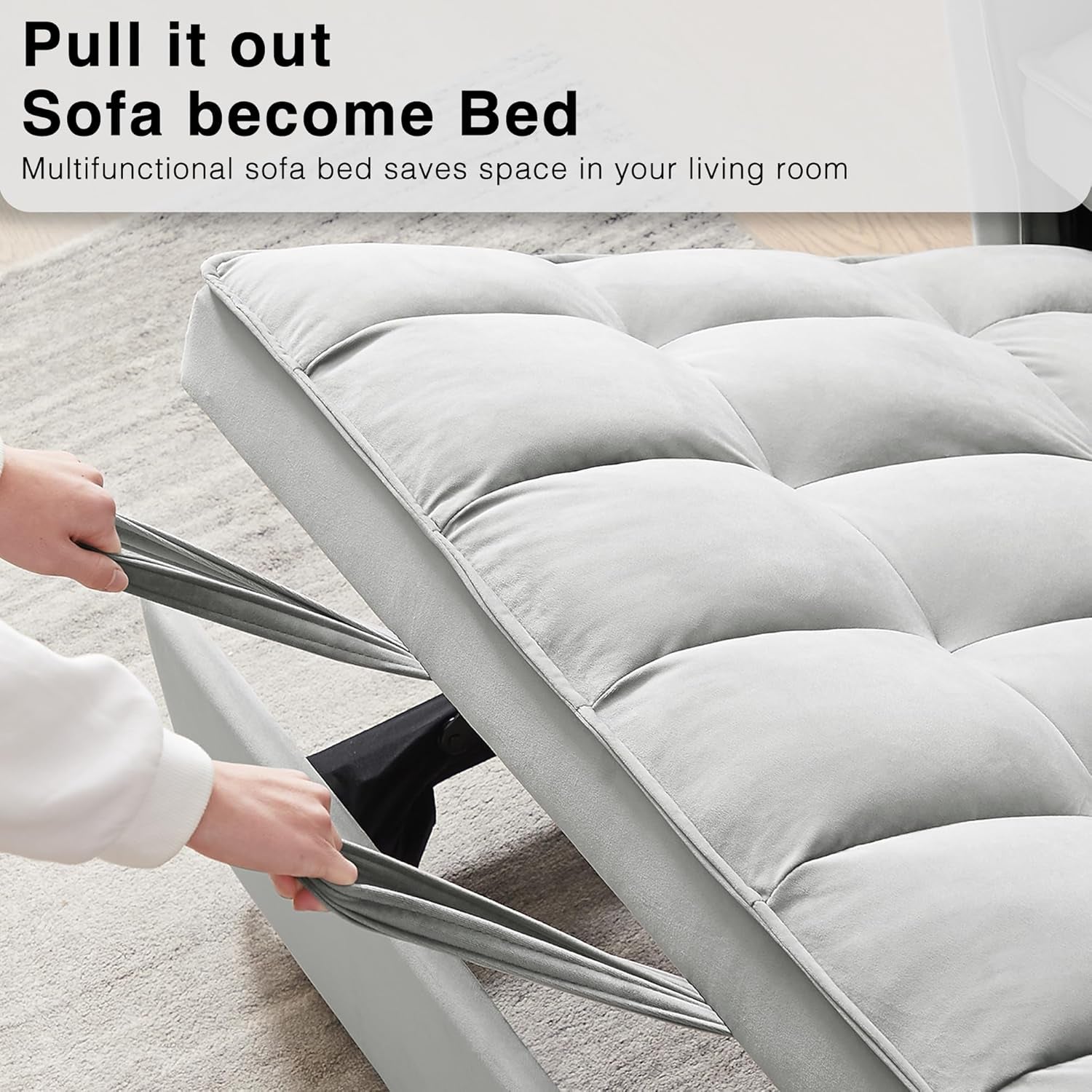 Three In One Convertible Velvet Sleeper Sofa Bed