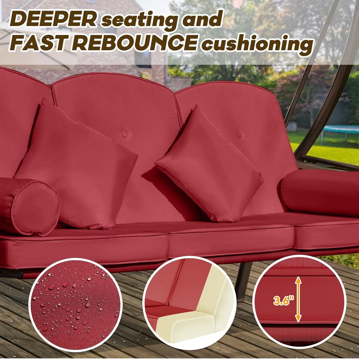 Three In One Outdoor Porch Swing With Canopy