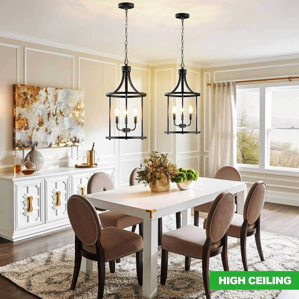 Three Light Matte Black Farmhouse Pendant Chandelier