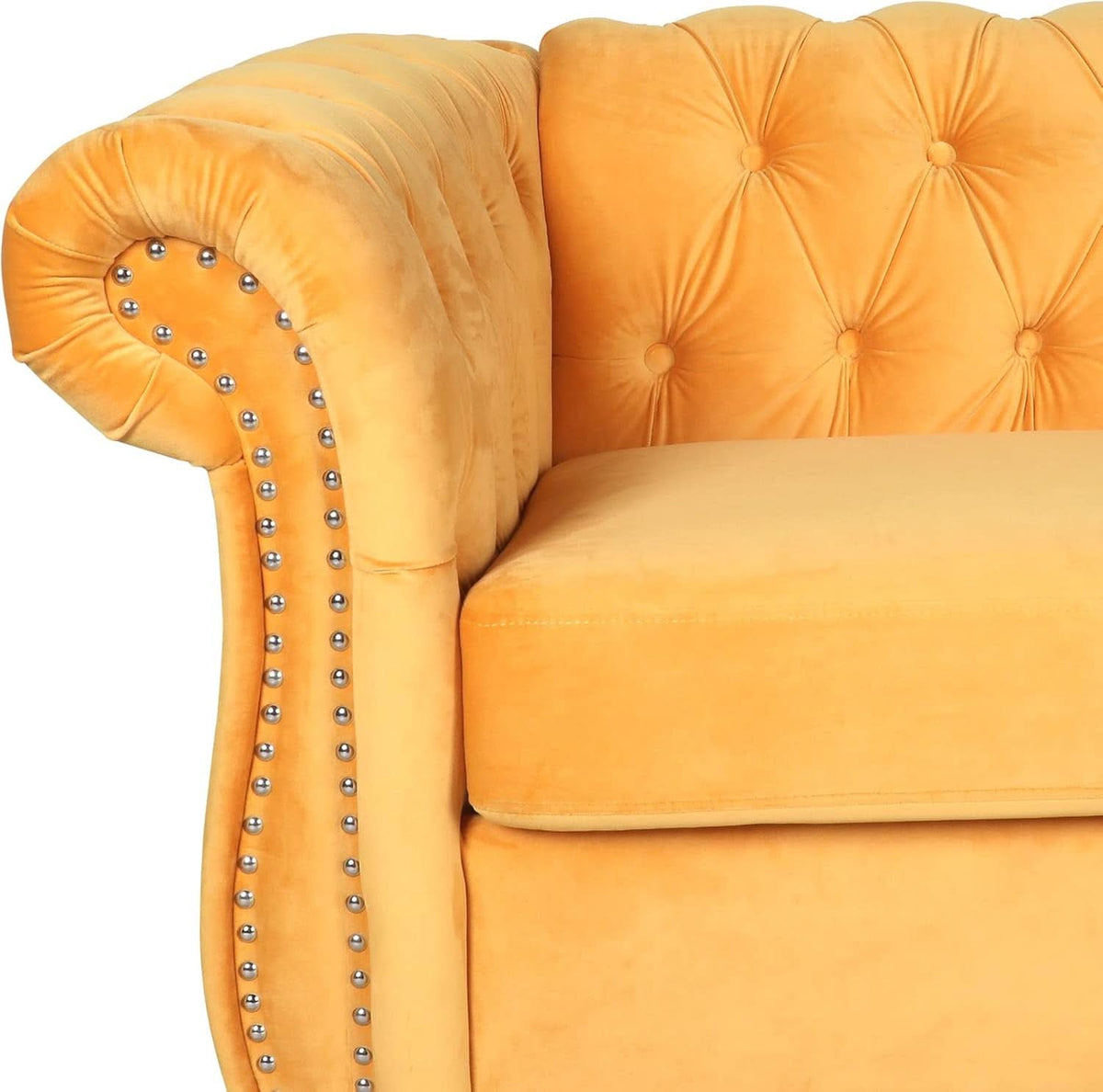 Three Piece Mango Velvet Chesterfield Sofa Set With Club Chair And Loveseat For Living Room
