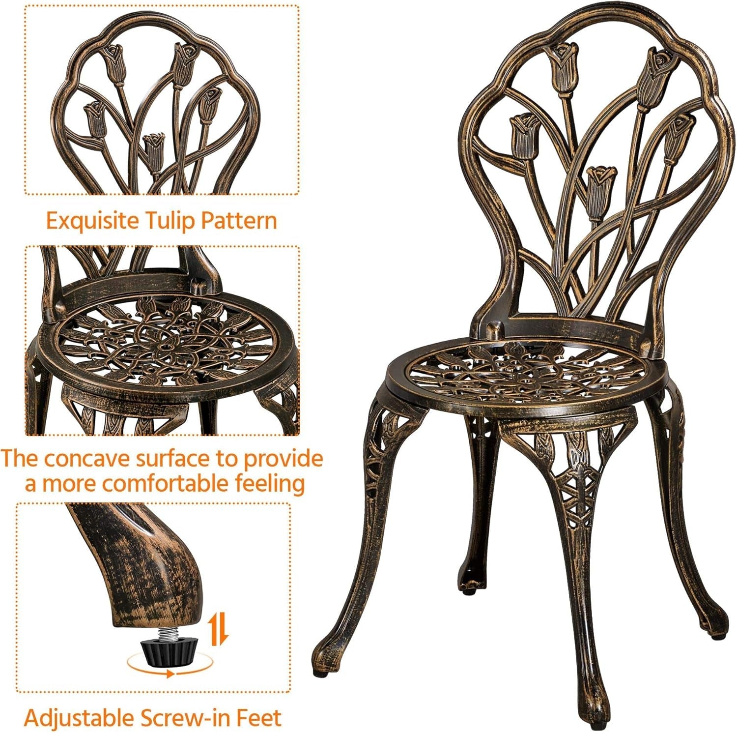 Three Piece Outdoor Bistro Set with Rust Resistant Chairs