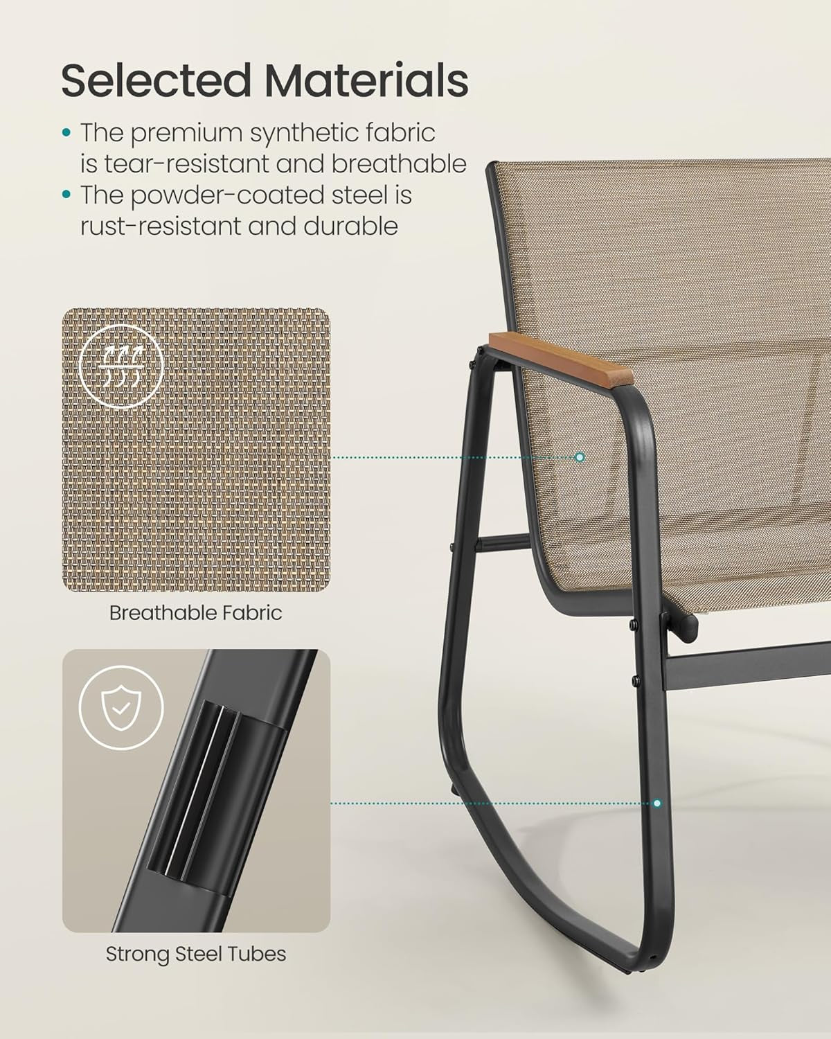Three-Piece Outdoor Patio Furniture Set with Rocking Chairs