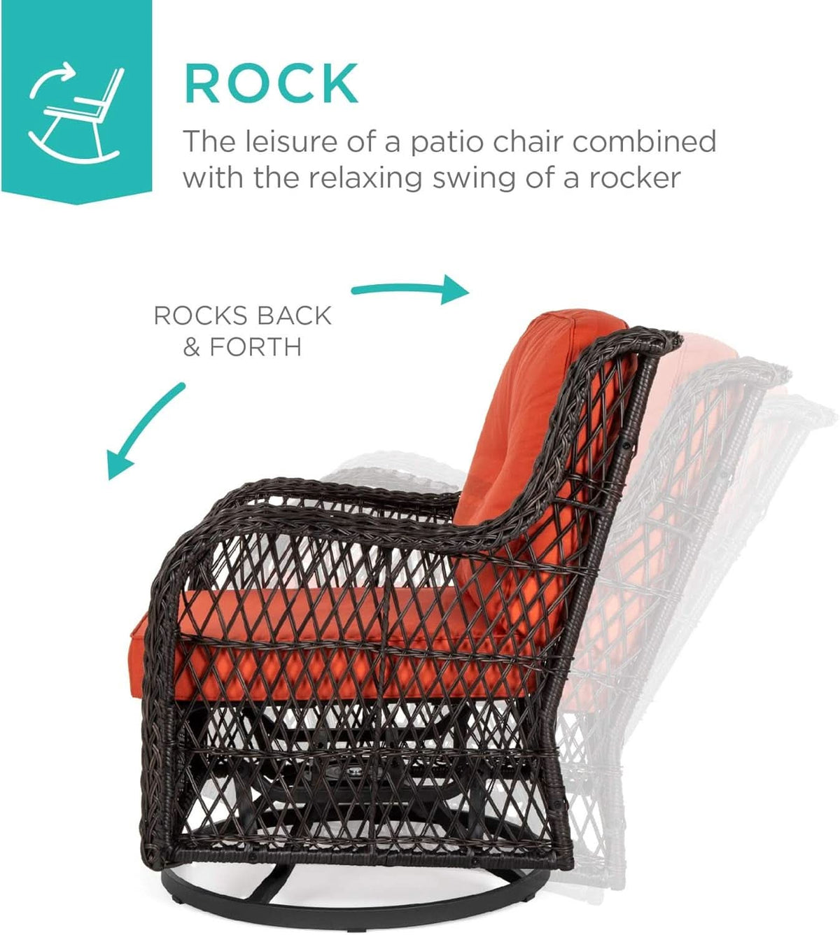 Three-Piece Outdoor Wicker Bistro Set with Swivel Rockers