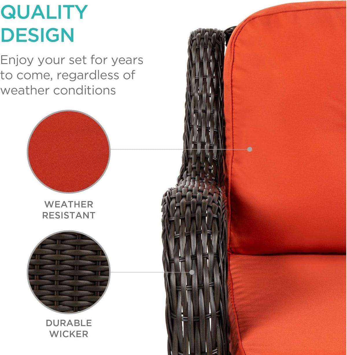 Three-Piece Outdoor Wicker Bistro Set with Swivel Rockers
