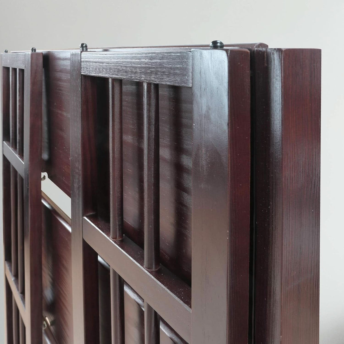 Three Shelf Folding Stackable Bookcase 27.5 Inch Wide Espresso Wood Home Office Storage