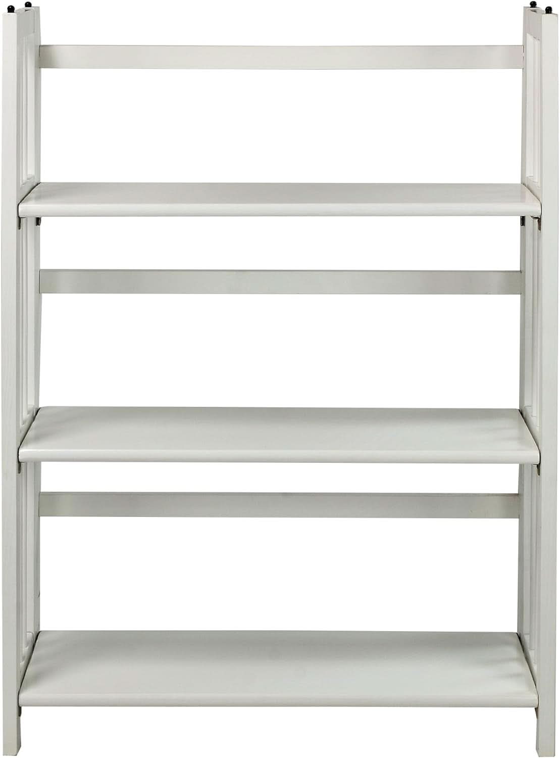 Three Shelf Folding Stackable White Bookcase Home Office