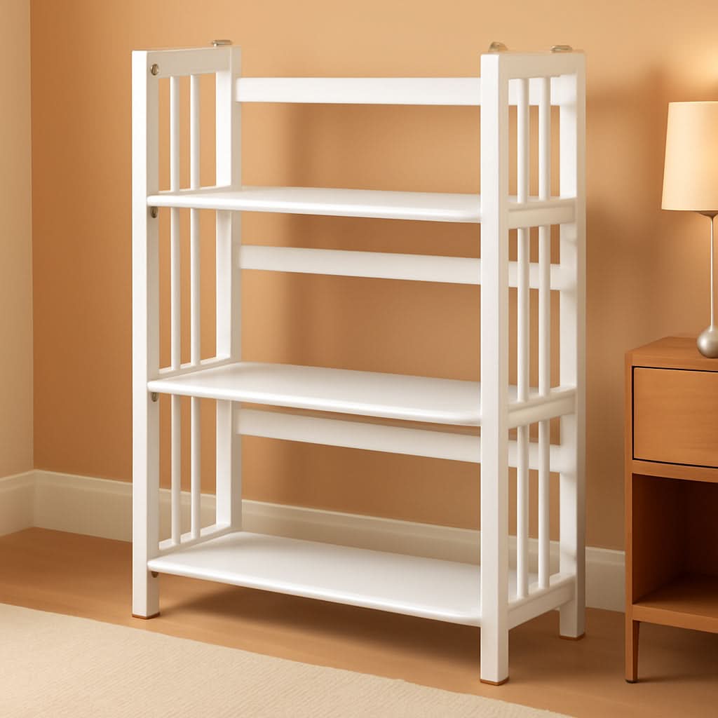Stackable Book Case Three Shelf Folding Stackable White Bookcase Home Office