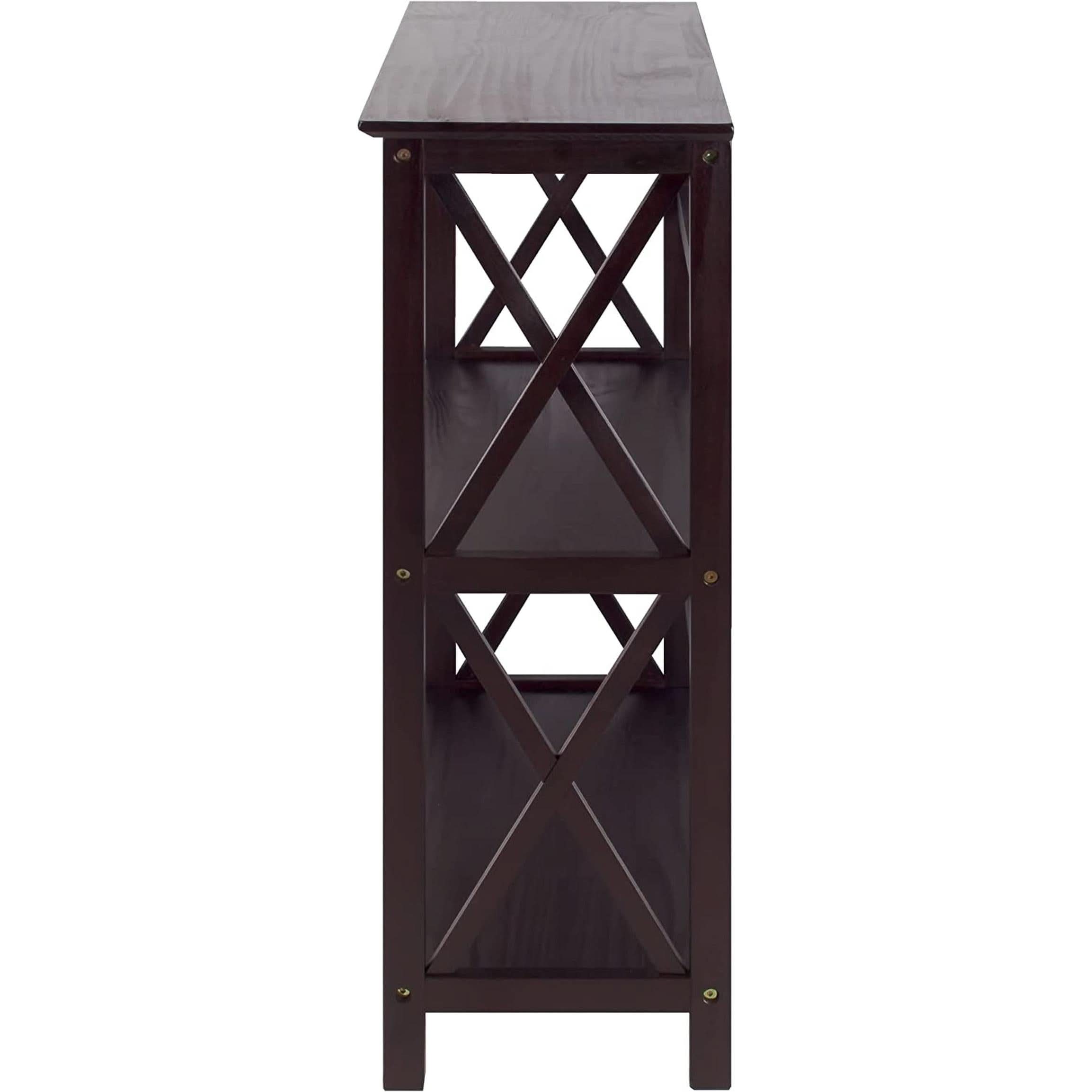 Three-Shelf Solid Wood Bookcase For Home Office Storage