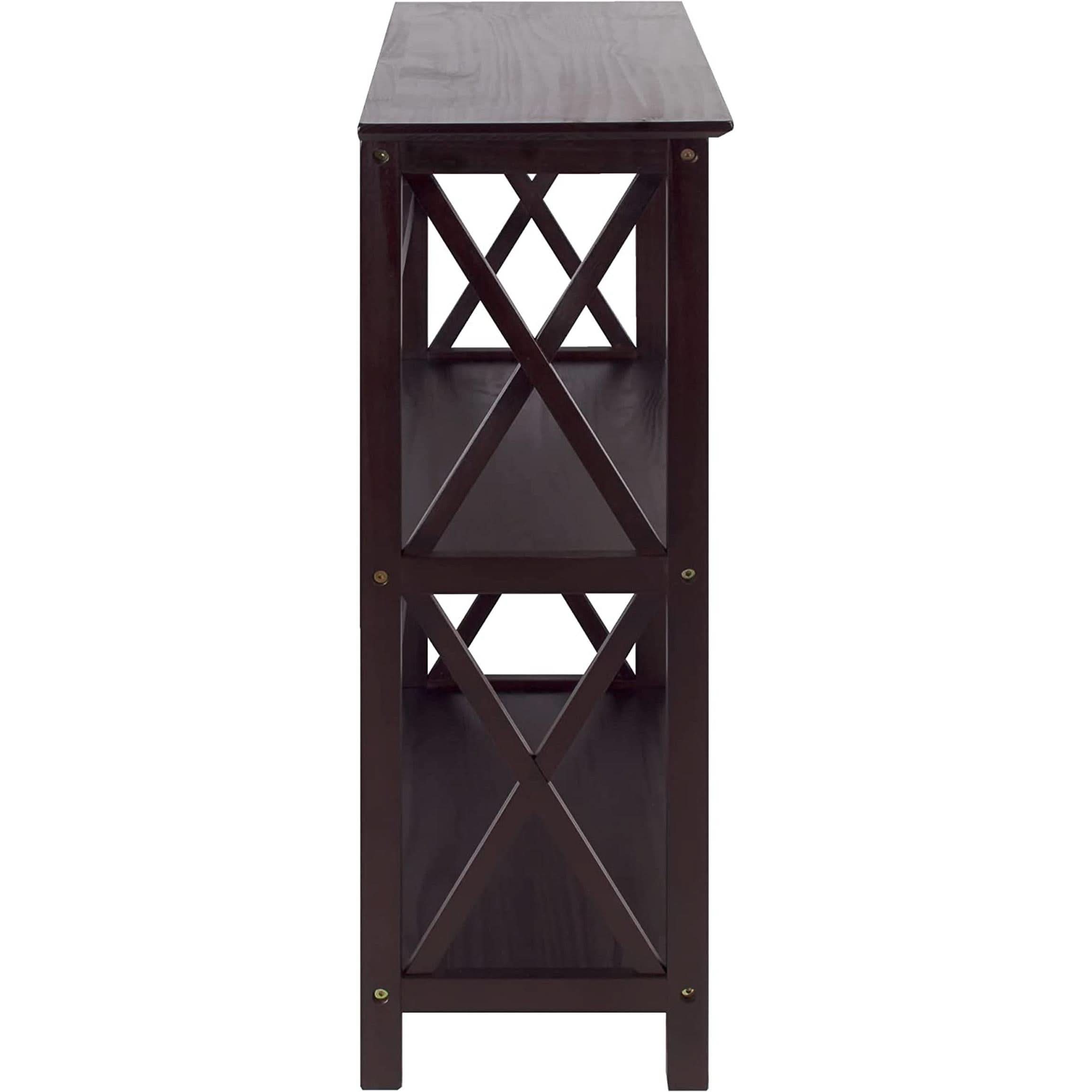 Three-Shelf Solid Wood Bookcase For Home Office Storage