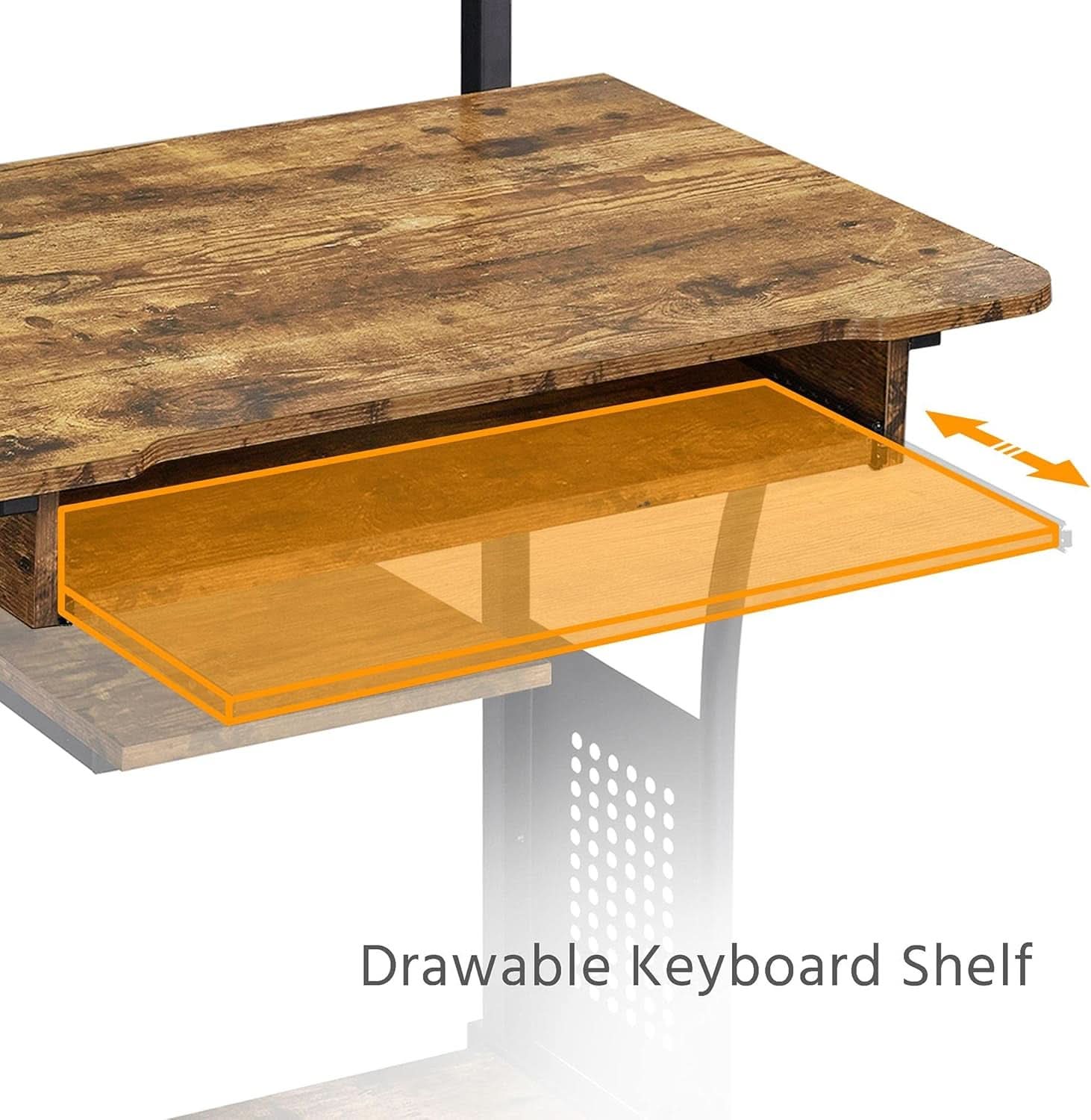 Three Tier Rolling Computer Desk with Keyboard Tray