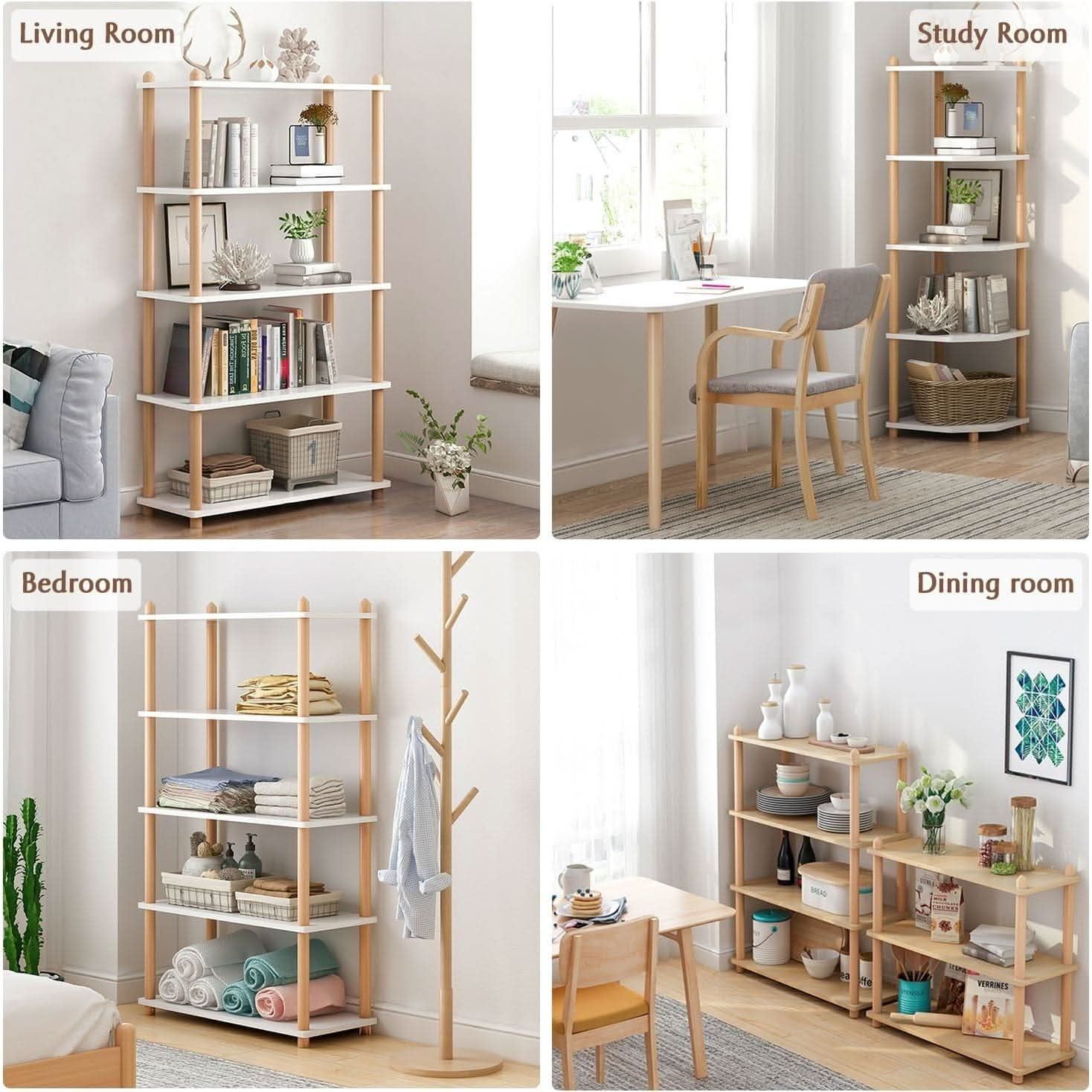 Three Tier White Bookcase Free Standing Display Rack
