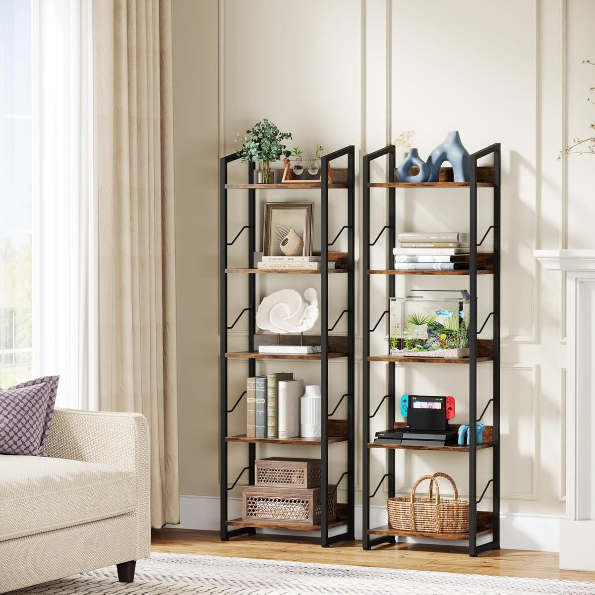 Three Tier Wood Bookshelf With Metal Edge Protection