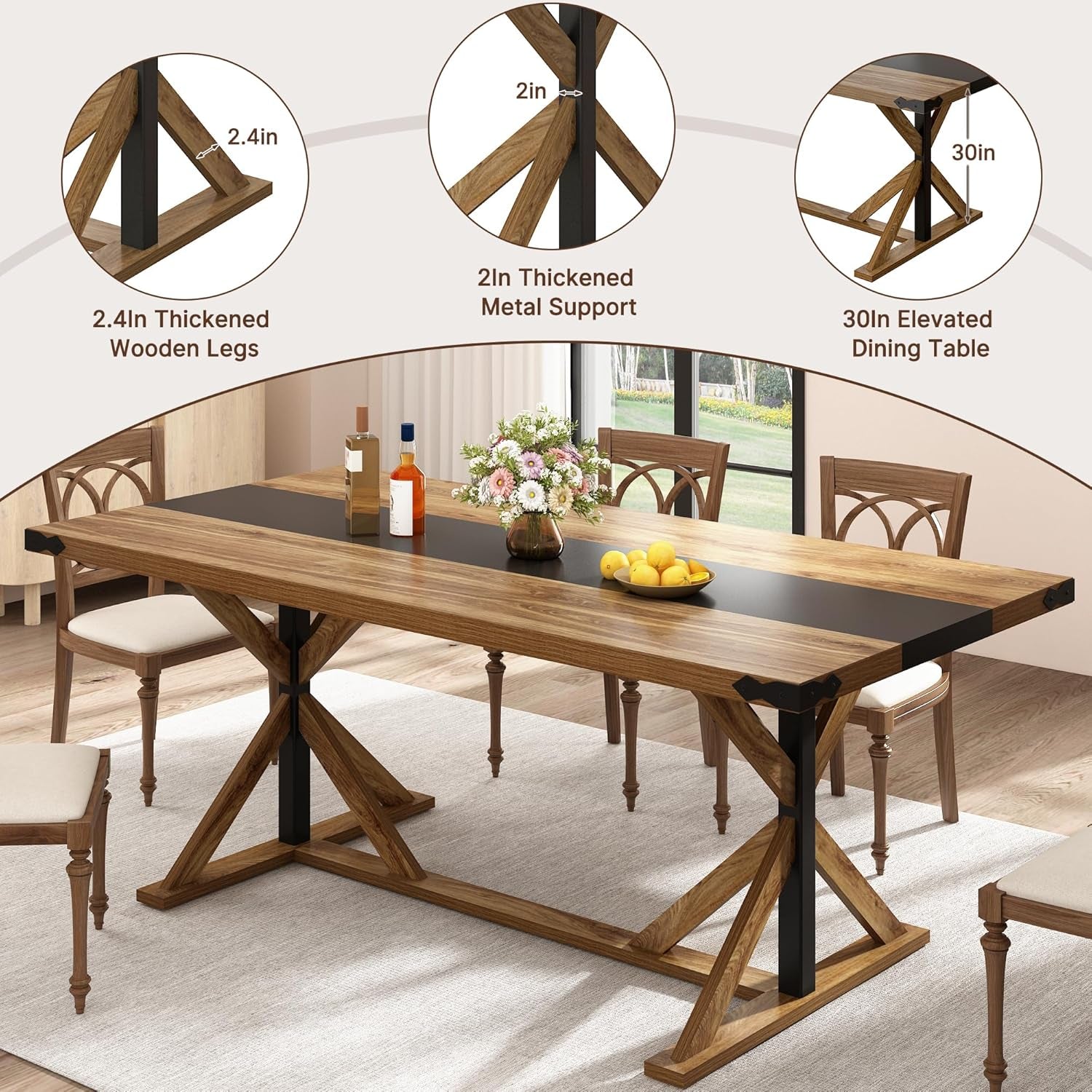 Timbercrafted 71 Inch Dining Table With Waterproof Surface