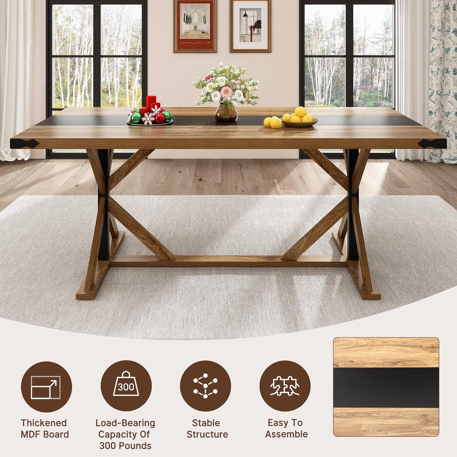 Timbercrafted 71 Inch Dining Table With Waterproof Surface