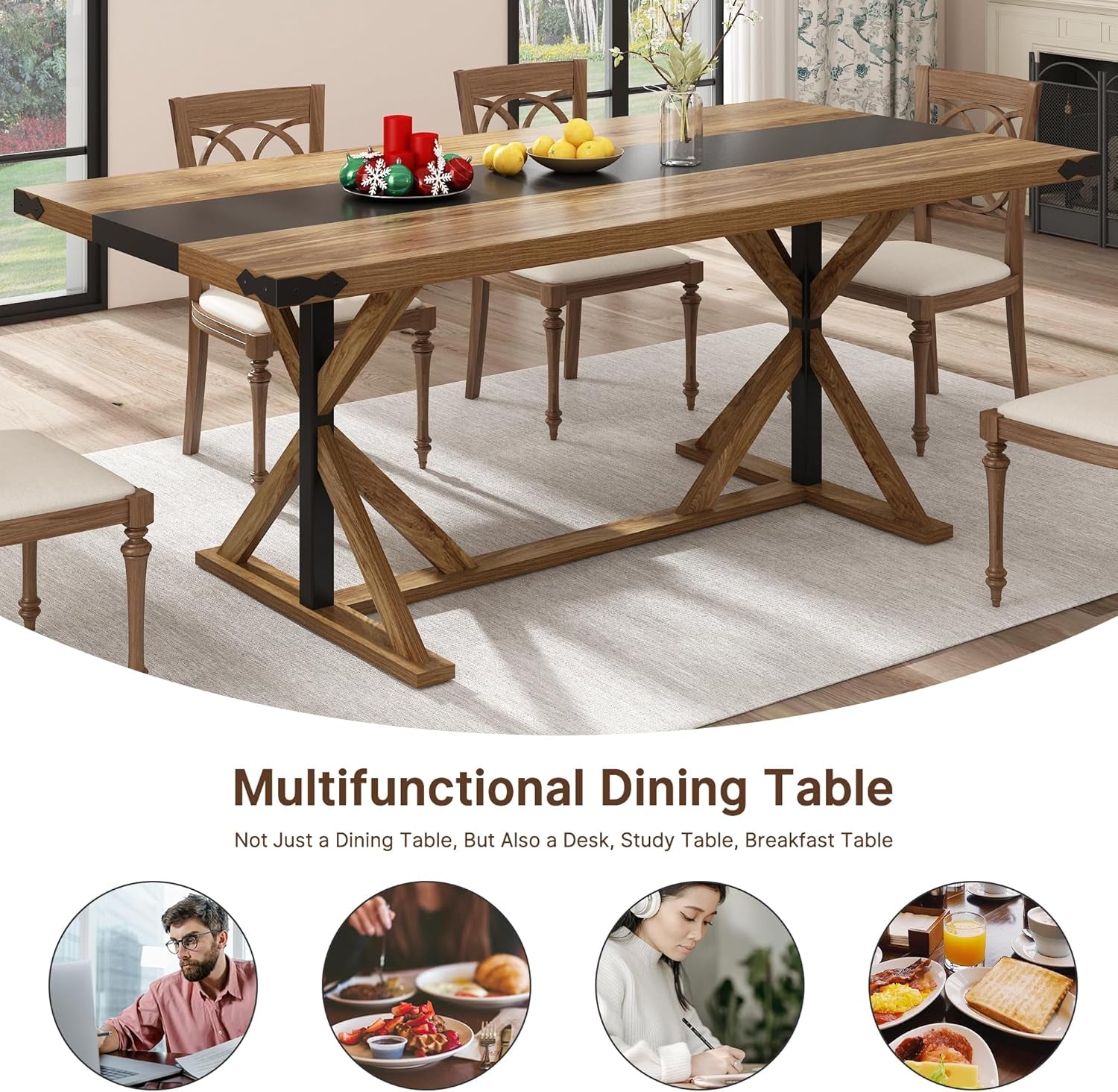 Timbercrafted 71 Inch Dining Table With Waterproof Surface