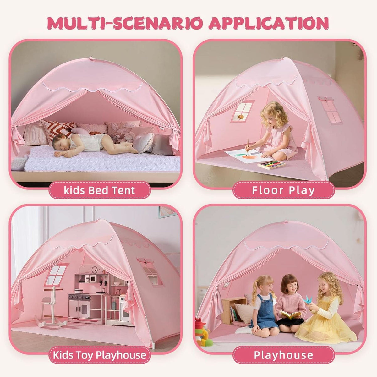 Toddler Bed Tent Canopy Portable Pink Night Light Pro
