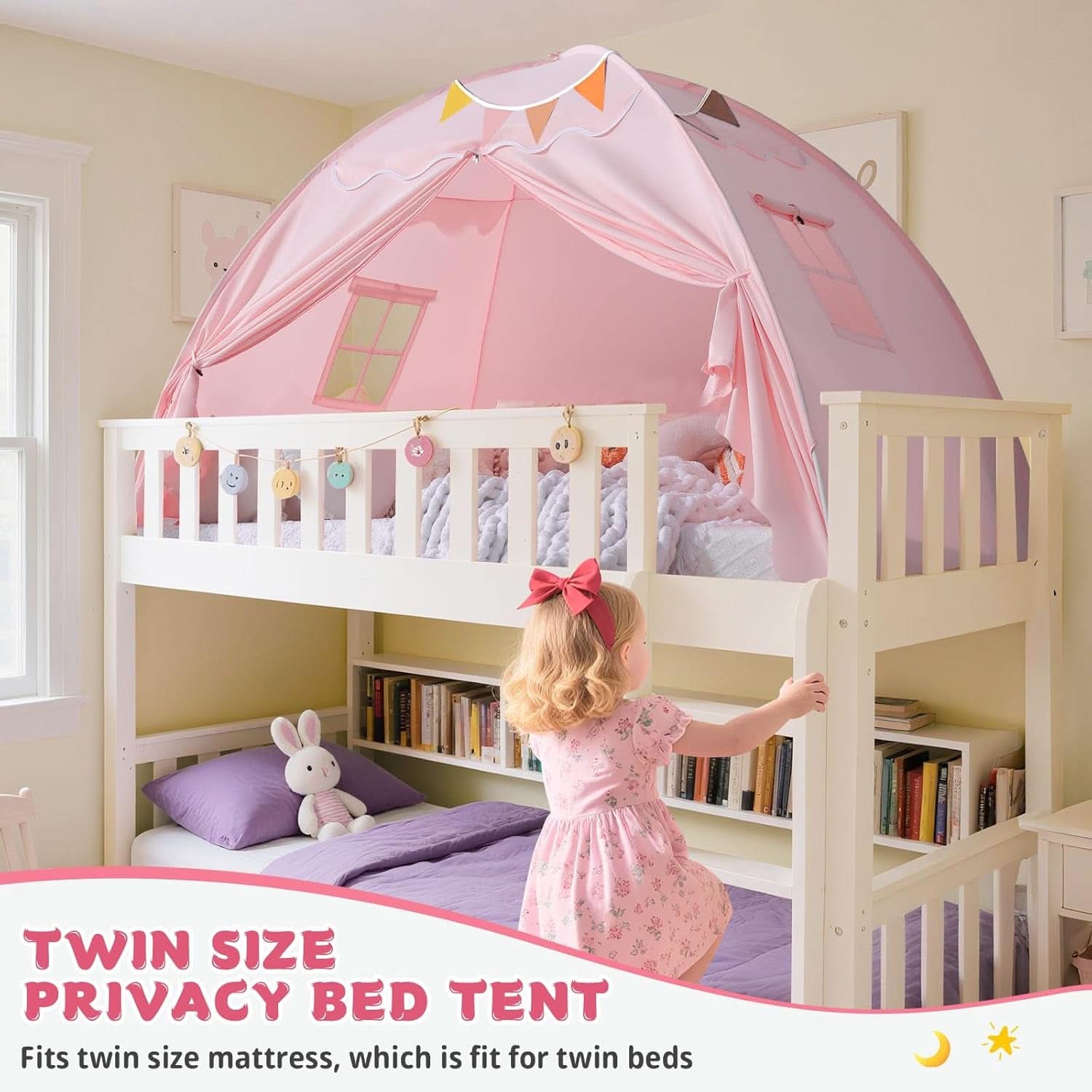 Toddler Bed Tent Canopy Portable Pink Night Light Pro