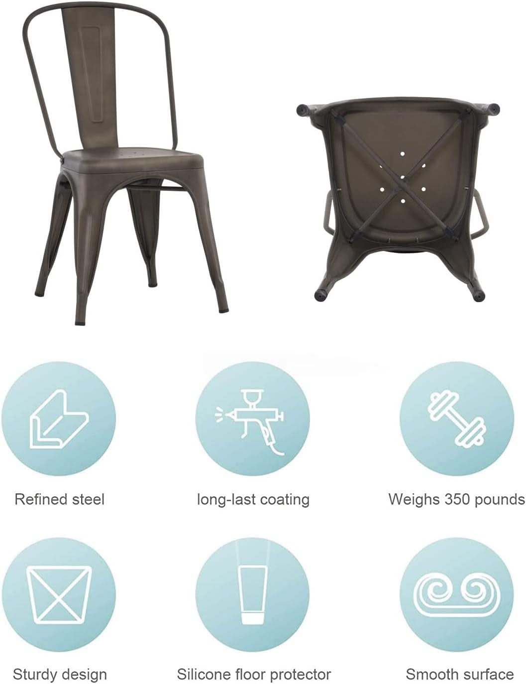 Tolix Style Metal Dining Chair 18 Inch Stackable Set Of 4