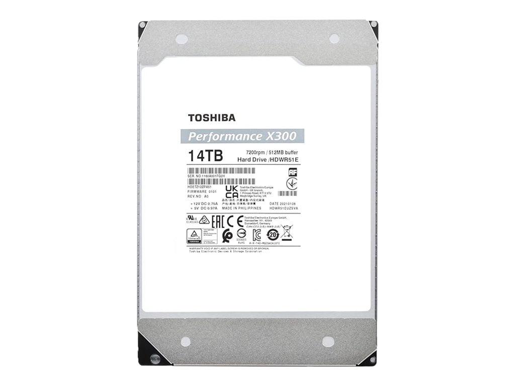 Toshiba X300 Performance - Hard drive - 14 TB - internal - 3.5 - SATA 6Gb/s - 7200 rpm - buffer: 256 MB"