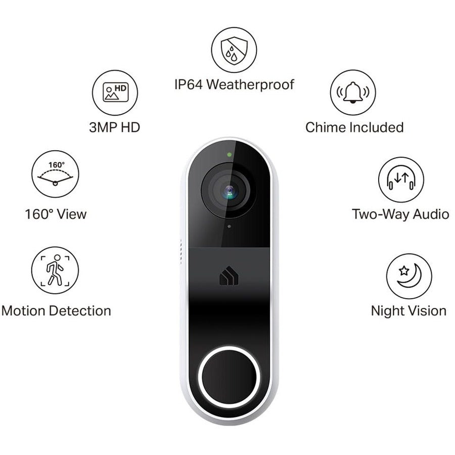Tp-Link Kasa Smart Kd110 - Kasa Smart Video Doorbell Camera Hardwired W/ Chime