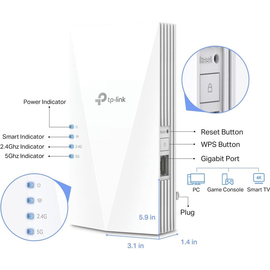 Tp-Link Re700X - Ax3000 Wifi 6 Range Extender Internet Booster