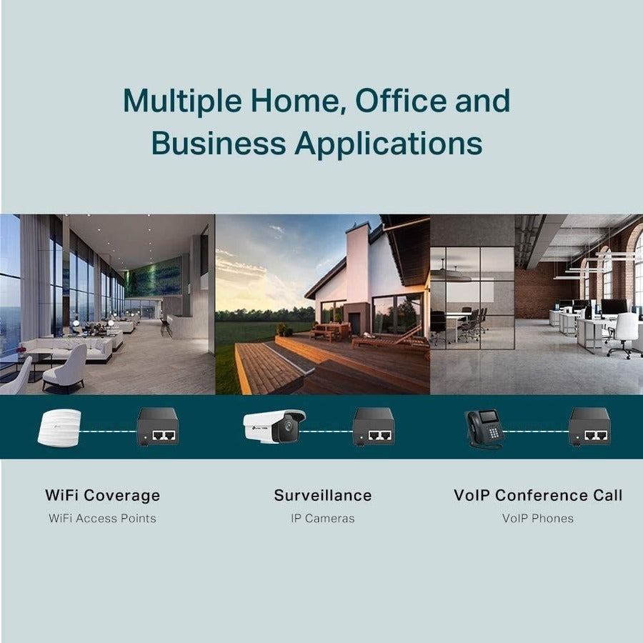 TP-LINK TL-PoE160S - 802.3at/af Gigabit PoE Injector - Non-PoE to PoE Adapter - Supplies PoE (15.4W) or PoE+ (30W) - Plug & Play - Desktop/Wall-Mount - Distance Up to 328 ft. - UL Certified - Black