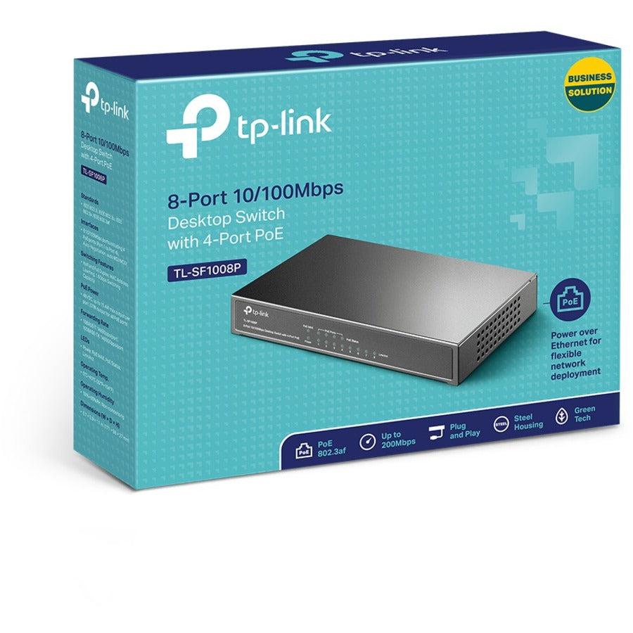Tp-Link Tl-Sf1008P - 8-Port Fast Ethernet 10/100Mbps Poe Switch - Limited Lifetime Protection