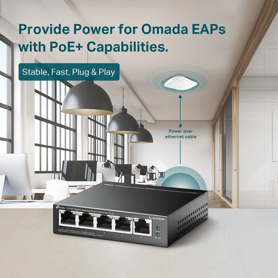 Tp-Link Tl-Sg1005P - 5-Port Gigabit Poe Switch - Limited Lifetime Protection