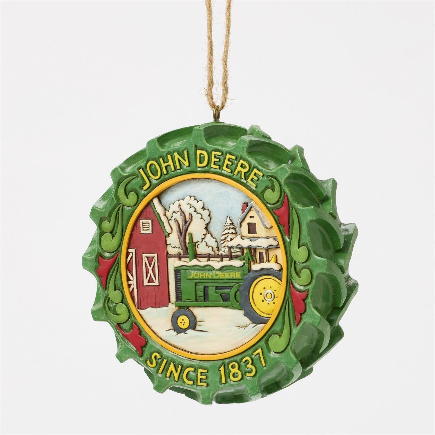 Tractor Tire with Scene Ornament