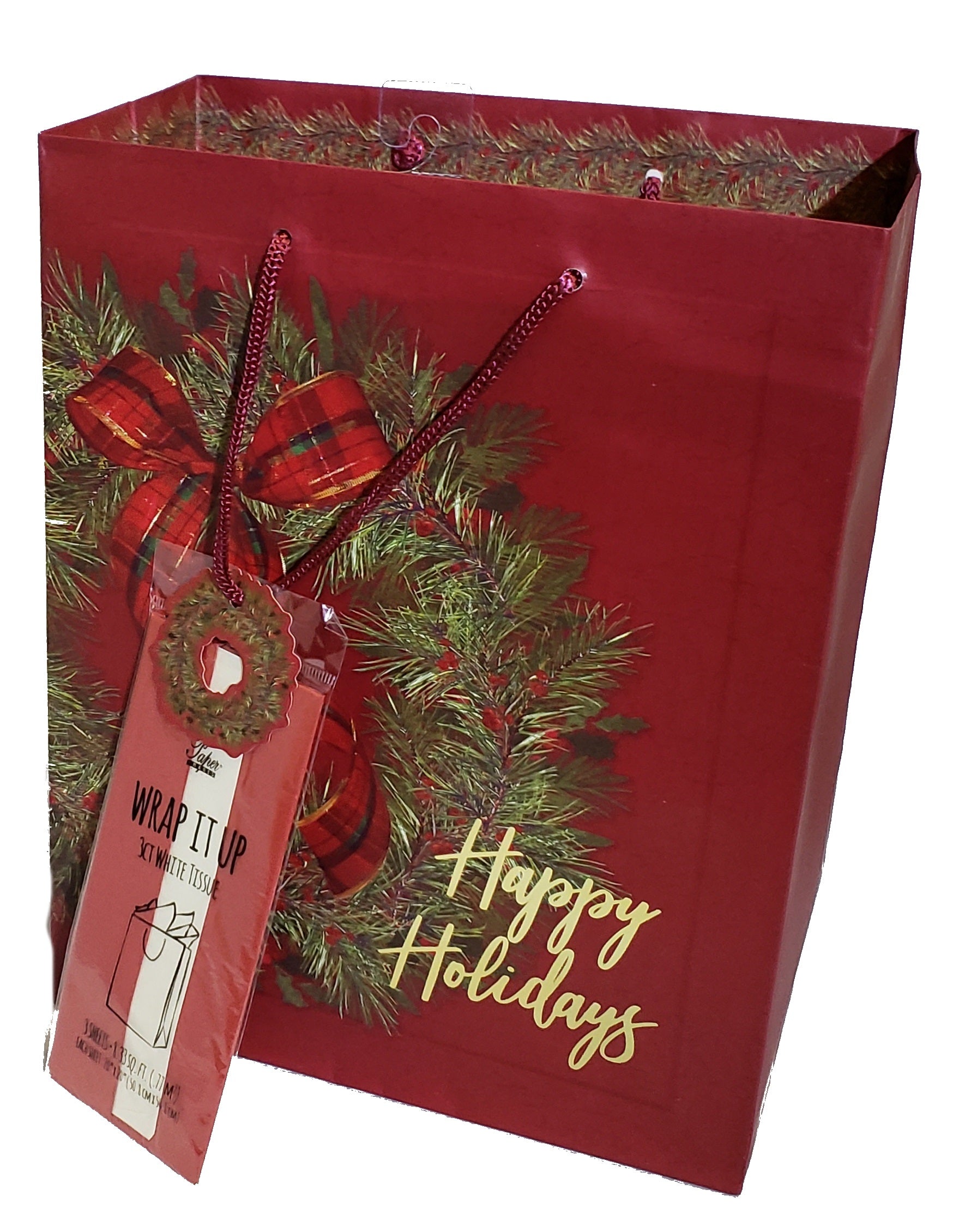 Traditional Gift Bag With Matching Tissue - Large - Wreath
