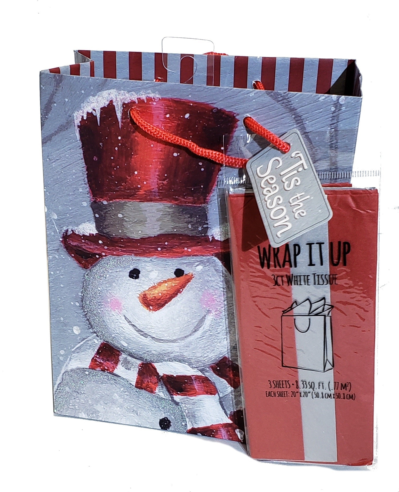 Traditional Gift Bag With Matching Tissue - Medium - Snowman