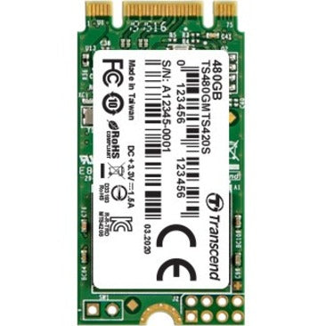Transcend 420S 480 GB Solid State Drive - M.2 2242 Internal - SATA (SATA/600) TS480GMTS420S