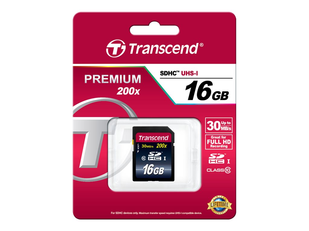 Transcend - Flash memory card - 16 GB - Class 10 - SDHC TS16GSDHC10
