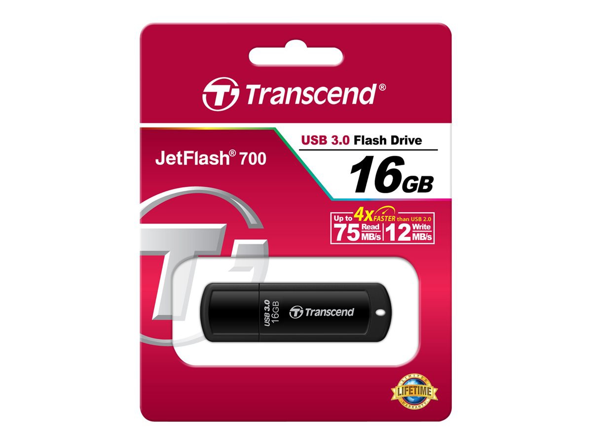 Transcend JetFlash 700 16GB USB 3.0 Flash Drive Fast Reliable Storage
