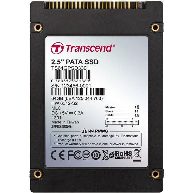 Transcend PSD330 64 GB Solid State Drive - 2.5 Internal - IDE" TS64GPSD330