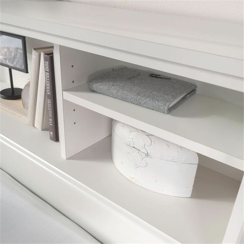 Transitional Engineered Wood Headboard with Adjustable Shelves