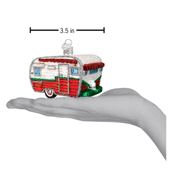 Travel Trailer Glass Ornament