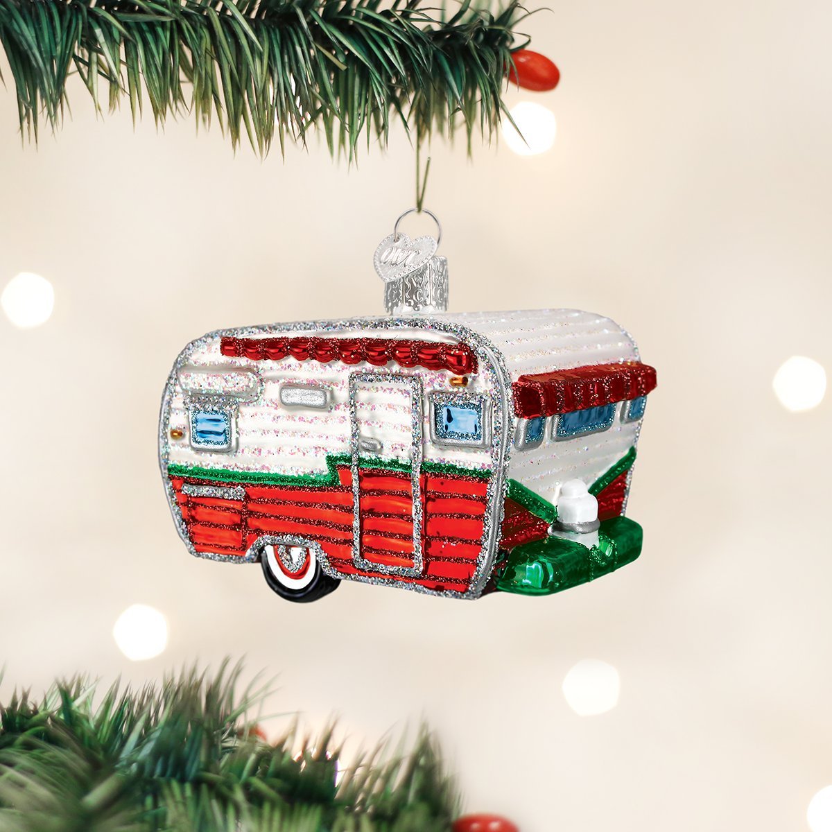 Travel Trailer Glass Ornament