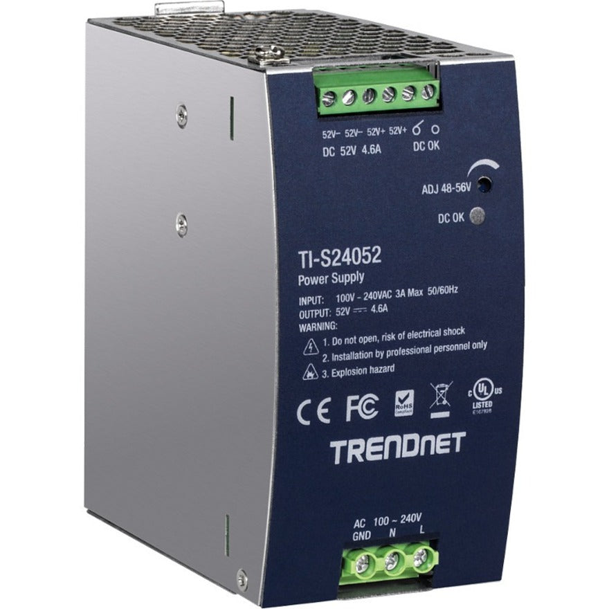 Trendnet 240W 52V Dc 4.61A Ac To Dc Din-Rail Power Supply With Pfc Function