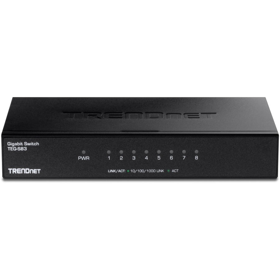 Trendnet 8-Port Gigabit Desktop Switch, Teg-S83, 8 X Gigabit Rj-45 Ports, 16Gbps Switching Capacity, Fanless Design, Metal Enclosure, Lifetime Protection, Black