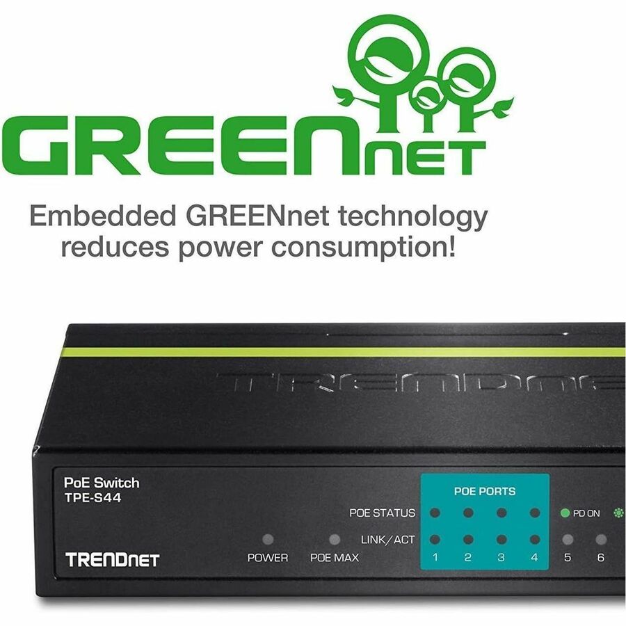Trendnet Tpe-S44 Network Switch Unmanaged Power Over Ethernet (Poe) Blue
