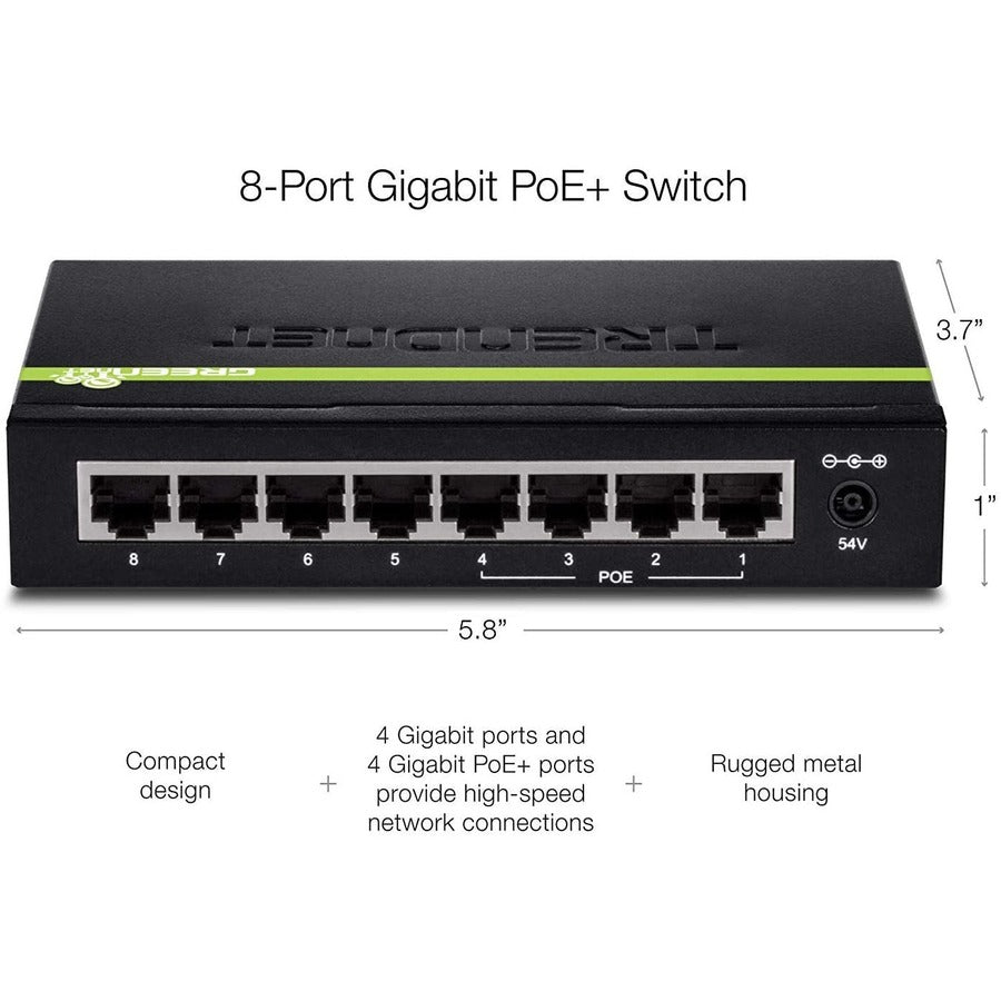Trendnet Tpe-Tg44G Network Switch Power Over Ethernet (Poe) Black