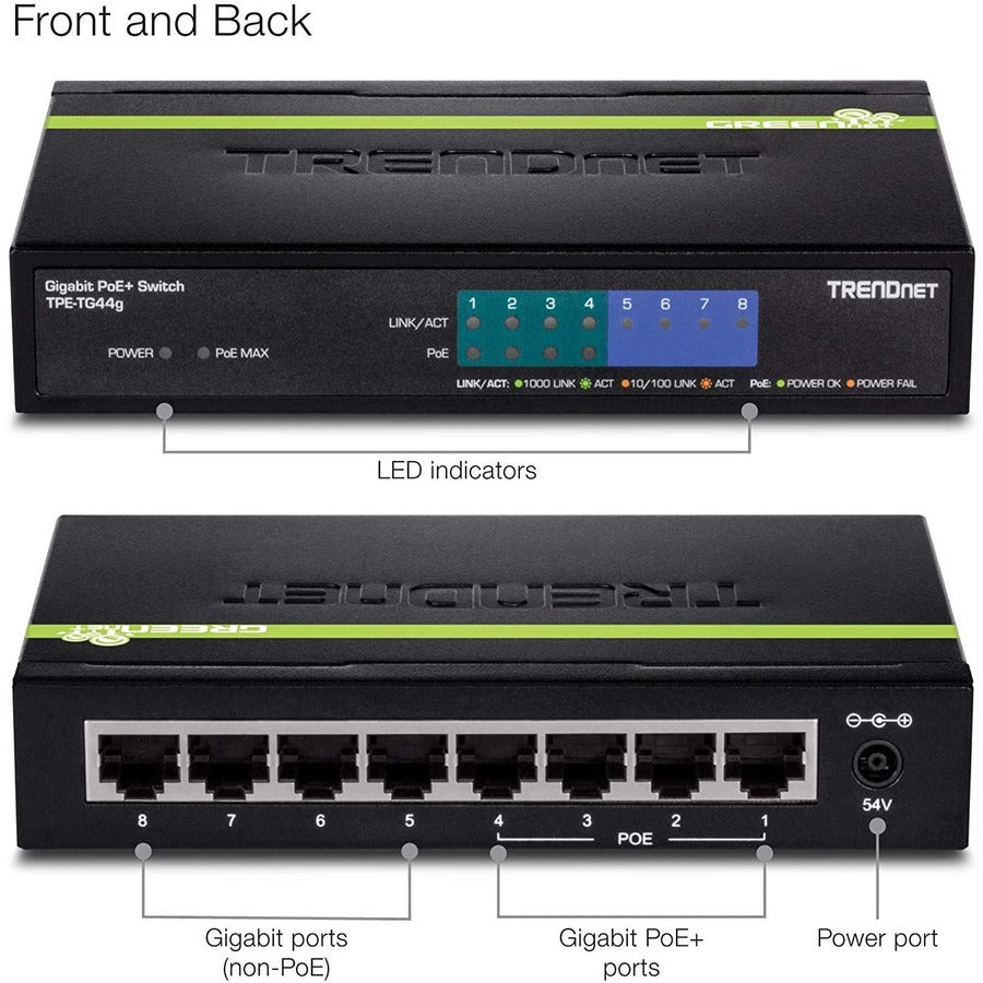 Trendnet Tpe-Tg44G Network Switch Power Over Ethernet (Poe) Black