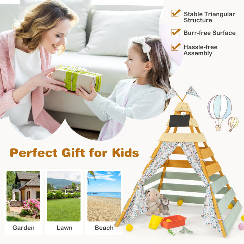 Triangle Hideaway Playhouse With Removable Chalkboard
