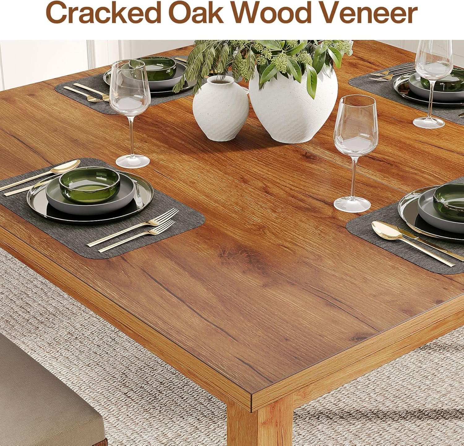 Tribesigns 39 Inch Wood Dining Table Rustic Brown Farmhouse