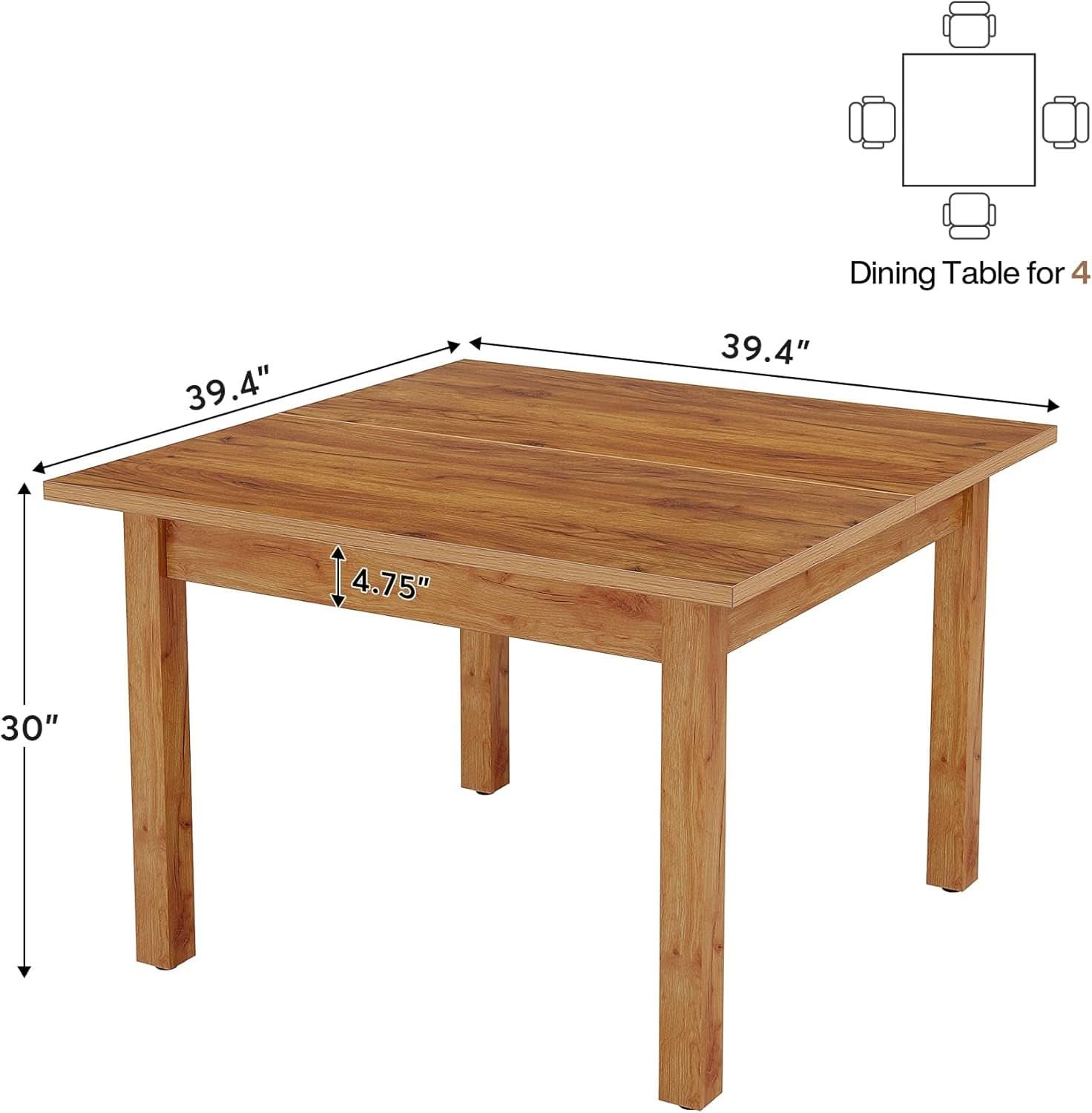 Tribesigns 39 Inch Wood Dining Table Rustic Brown Farmhouse