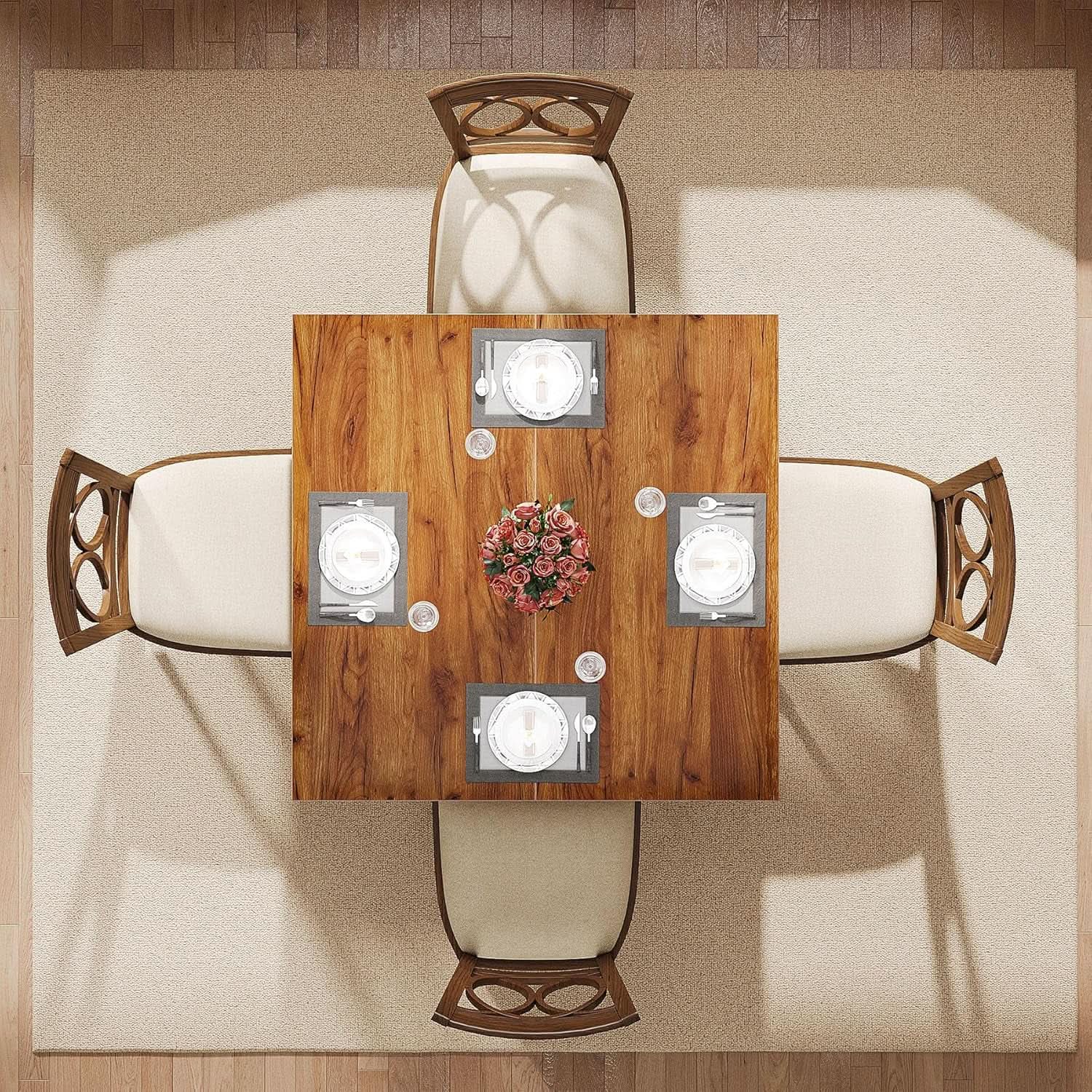 Tribesigns 39 Inch Wood Dining Table Rustic Brown Farmhouse