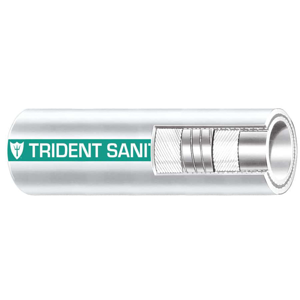 Trident Marine 1-1/2" Premium Marine Sanitation Hose - White with Green Stripe - Sold by