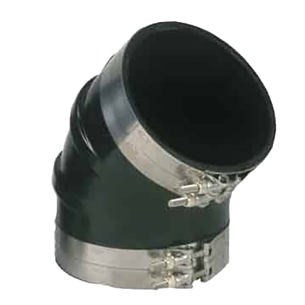 Trident Marine 3-1/2" ID 45-Degree EPDM Black Rubber Molded Wet Exhaust Elbow w/4 T-Bolt