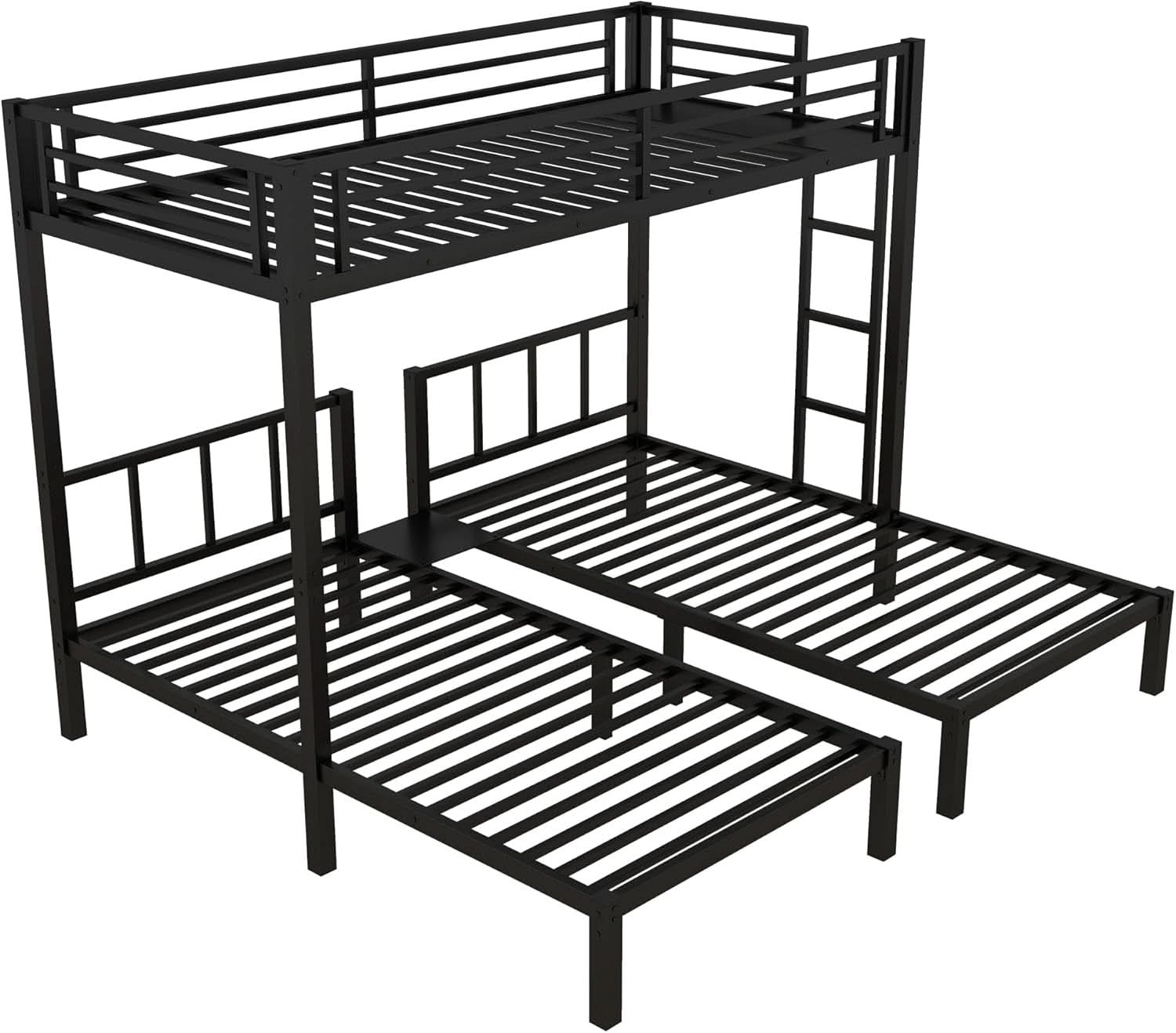 Triple Bunk Bed For Kids Metal Twin Over Twin Black